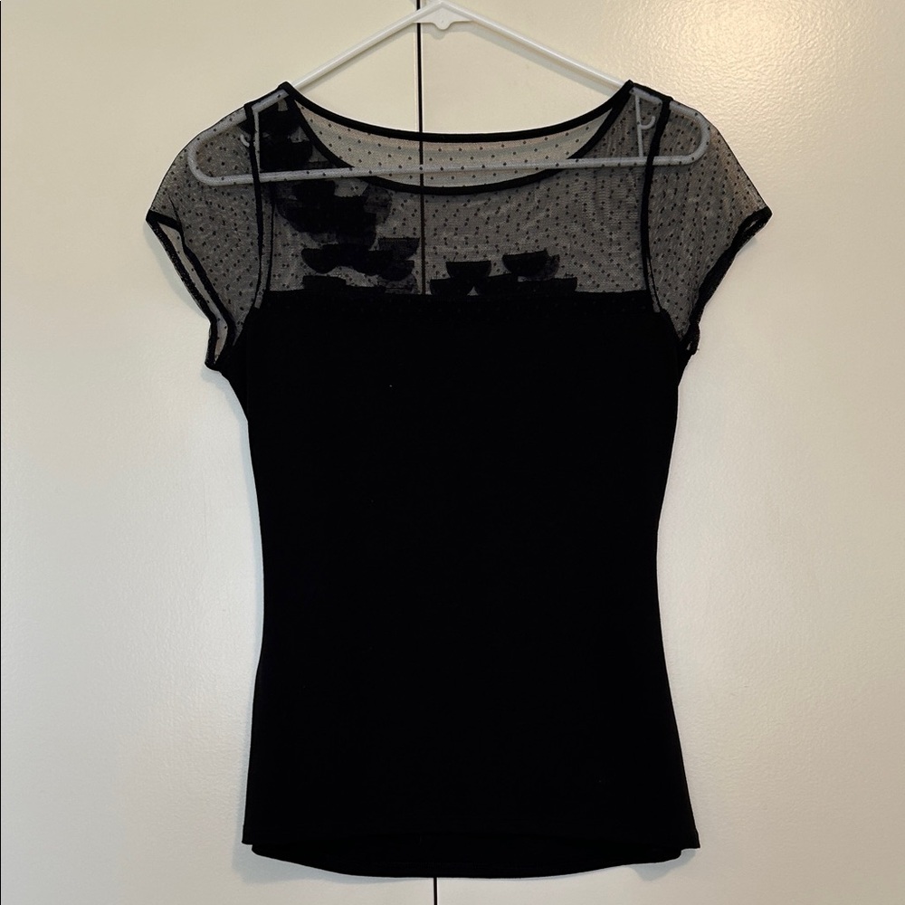 White House Black Market Black Sheer Blouse size small - Picture 5 of 6